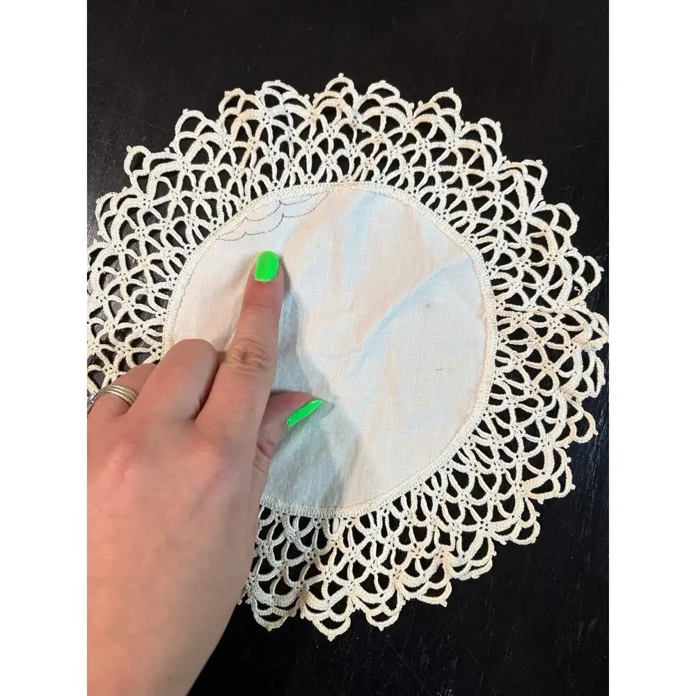 Vintage- Cottage Doilies Squares Assorted Lot of 3- off white  Shabby Chic